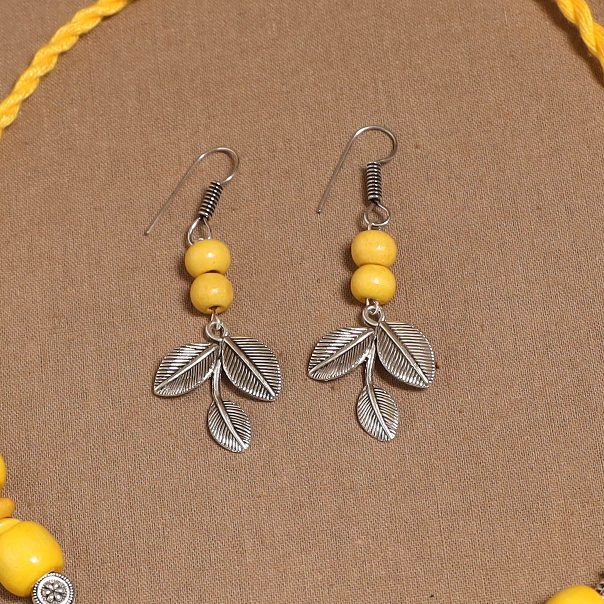 German silver wooden beads necklace set 13 - handcrafted