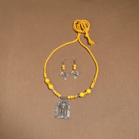 German silver wooden beads necklace set 13 - handcrafted