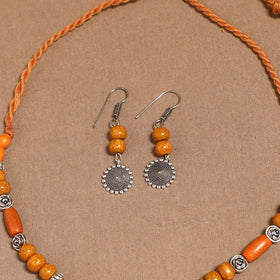 German silver wooden beads necklace set 14 - handcrafted