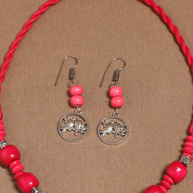 German silver wooden beads necklace set 19 - handcrafted