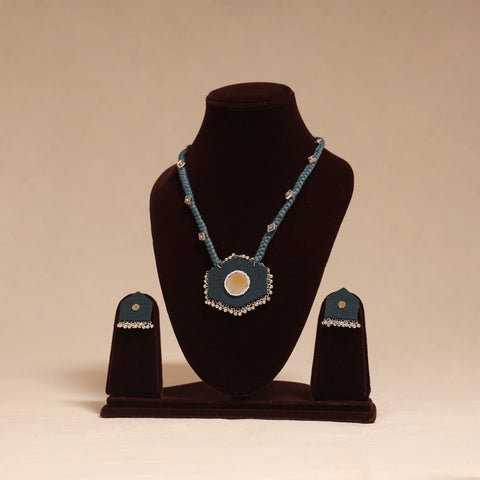 Ghungroo mirror work fabart necklace set 03 - handcrafted