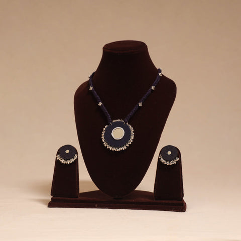 Ghungroo mirror work fabart necklace set 05 - handcrafted