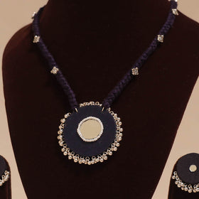 Ghungroo mirror work fabart necklace set 05 - handcrafted