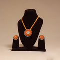 Ghungroo mirror work fabart necklace set 10 - handcrafted