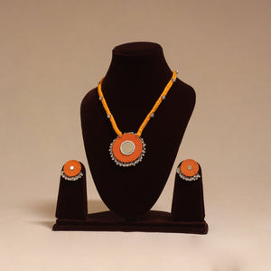 Ghungroo mirror work fabart necklace set 10 - handcrafted