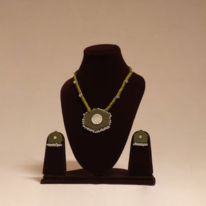 Ghungroo mirror work fabart necklace set 11 - handcrafted