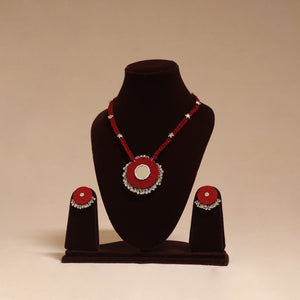 Ghungroo mirror work fabart necklace set 14 - handcrafted