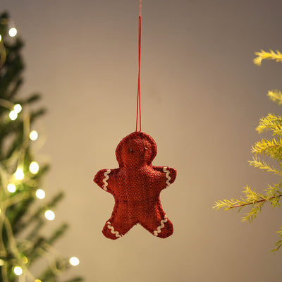 Gingerbread Man - Handcrafted Raffia Christmas Ornament
