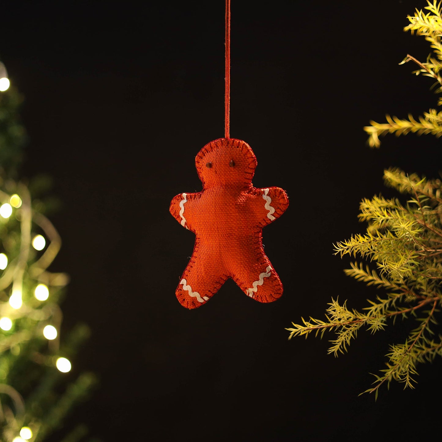 Gingerbread Man - Handcrafted Raffia Christmas Ornament