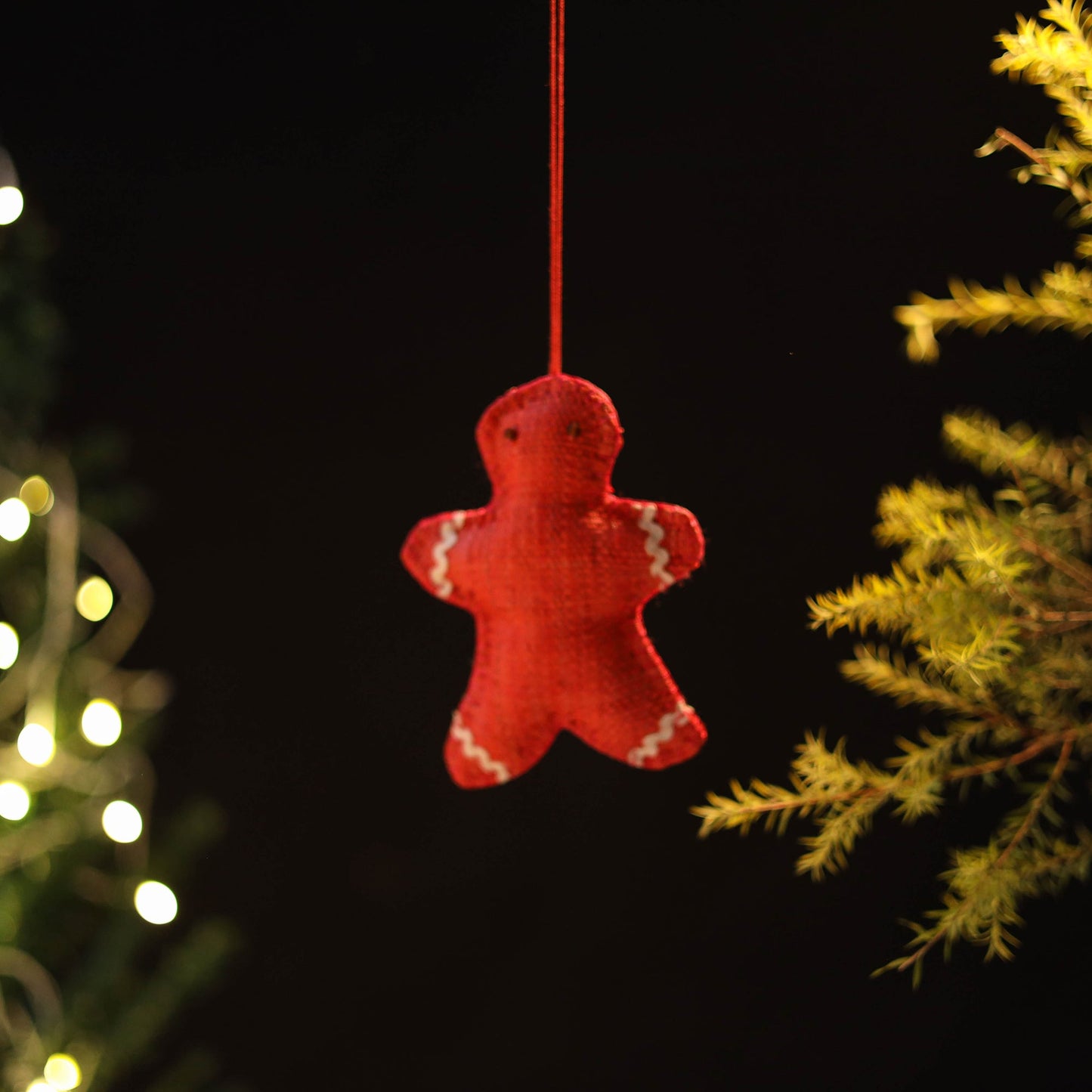 Gingerbread Man - Handcrafted Raffia Christmas Ornament