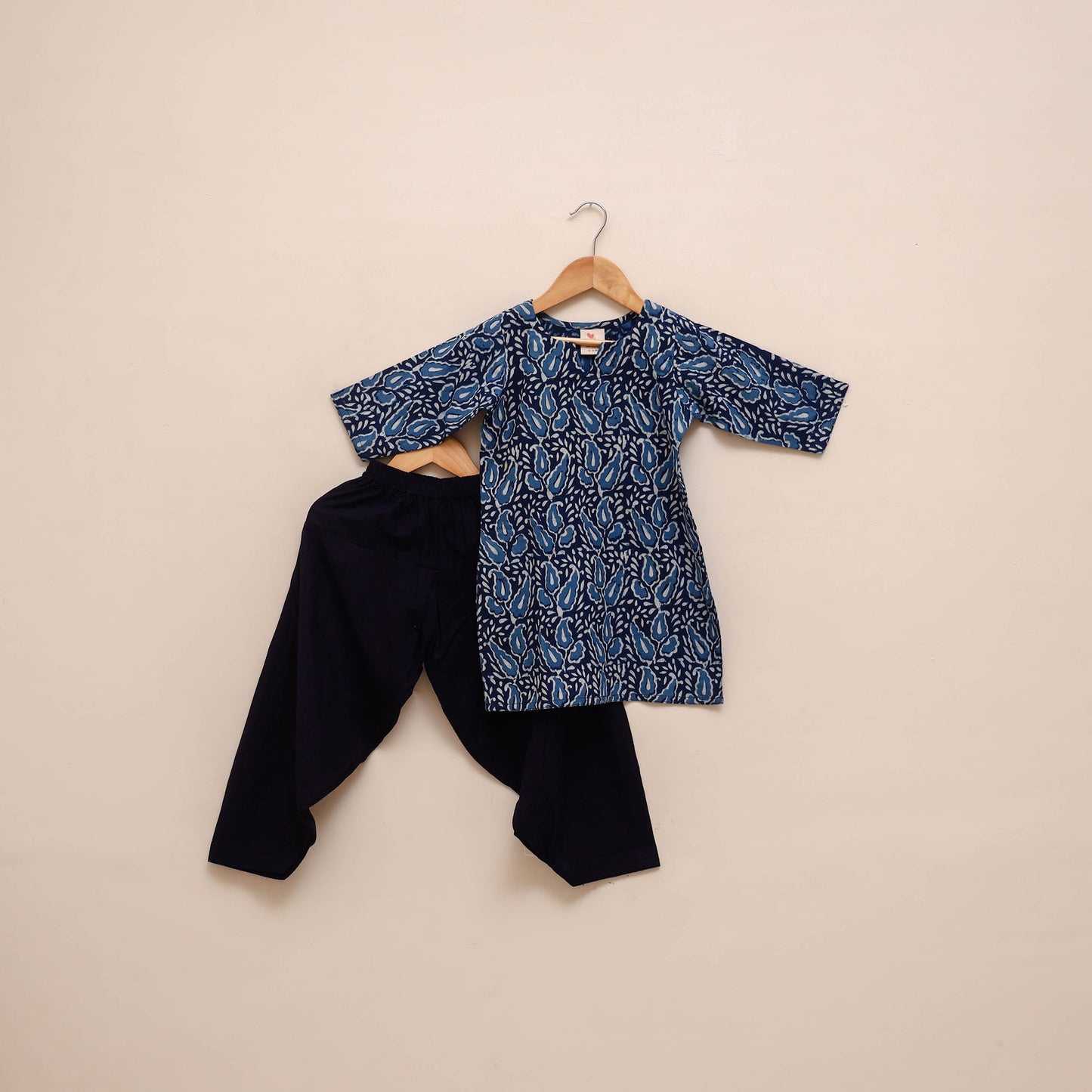 Girls indigo bagru pure cotton kurta set (2-6 years) 18