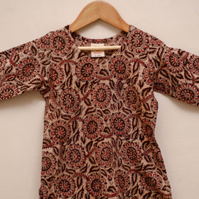 Girls kalamkari pure cotton kurta set (2-6 years) 16