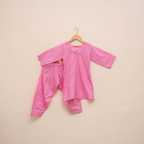 Girls plain cotton kurta set (2-4 years) 20 - handcrafted