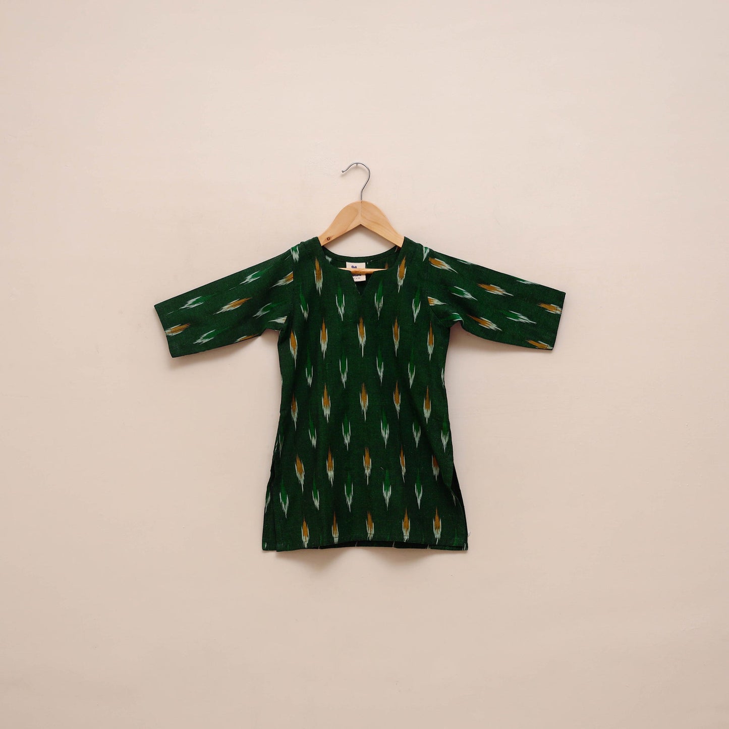 Girls pochampally ikat pure cotton kurta set (3-6 years) 04