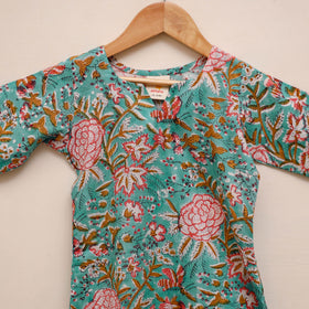 Girls sanganeri pure cotton kurta set (2-4 years) 08