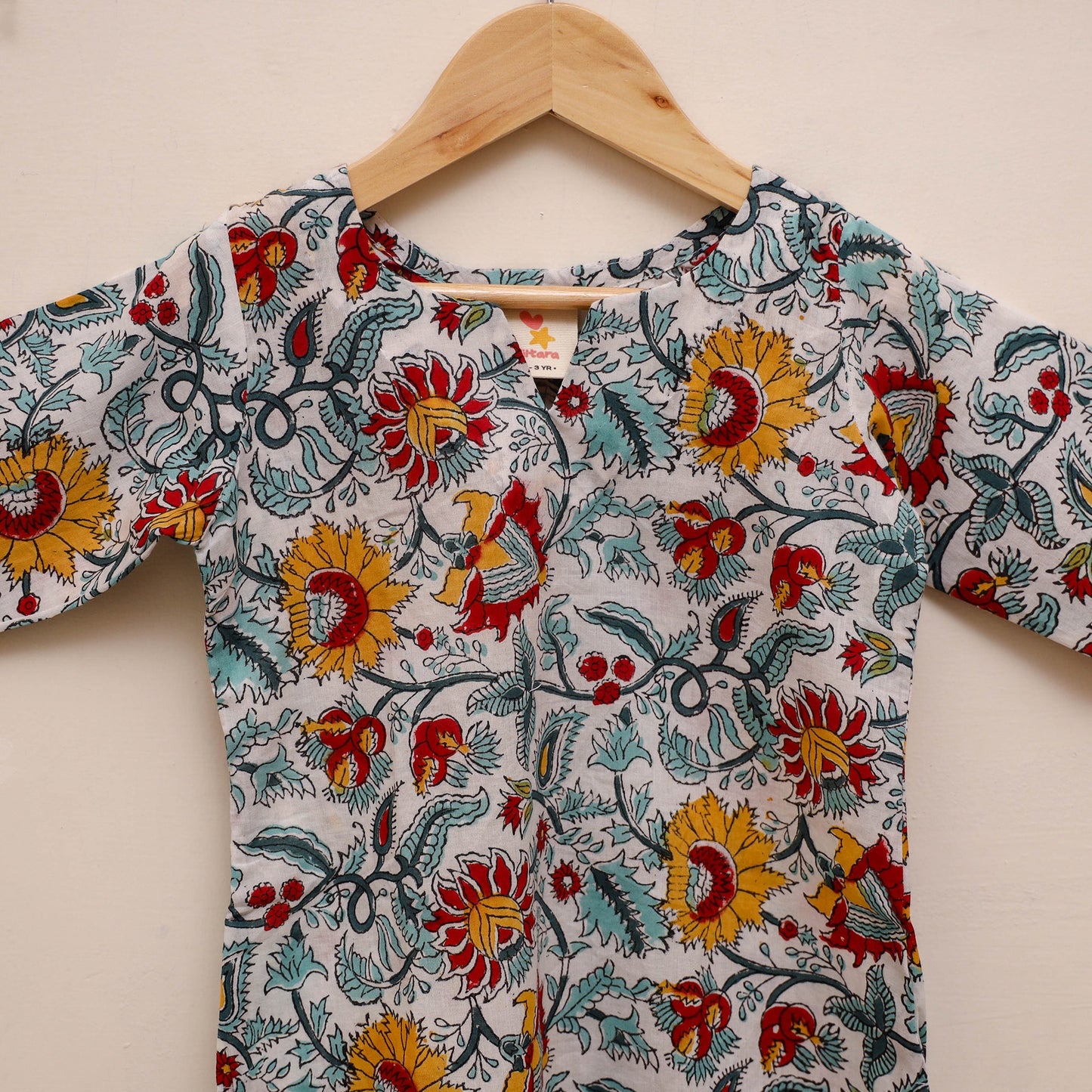 Girls sanganeri pure cotton kurta set (2-6 years) 06