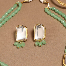 Glass beads kundan work necklace set 57 - handcrafted