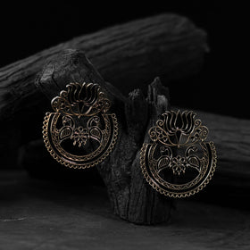 Golden - saanjh bela lotus oxidised earrings - handcrafted