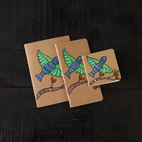 Gond handpainted handmade paper diaries (set of 3) 06