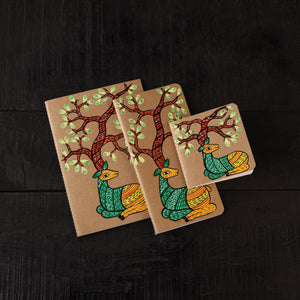 Gond handpainted handmade paper diaries (set of 3) 22