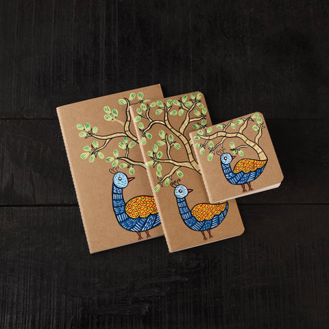 Gond handpainted handmade paper diaries (set of 3) 29