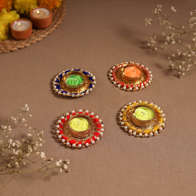 Gota & bead work tealight candle holder (set of 4) 05