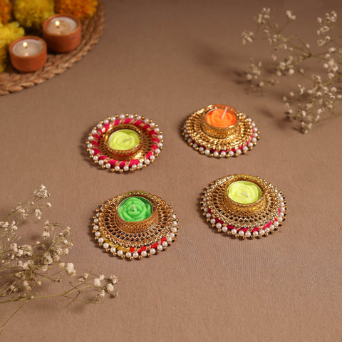 Gota & bead work tealight candle holder (set of 4) 08