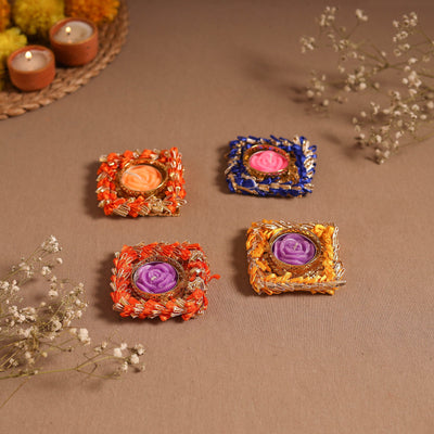 Gota work tealight candle holder (set of 4) 17 - handcrafted