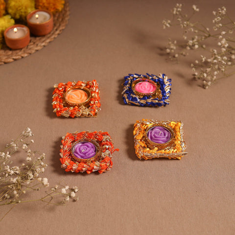 Gota work tealight candle holder (set of 4) 17 - handcrafted