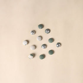  Green Handmade Fabric Button Set Small at iTokri