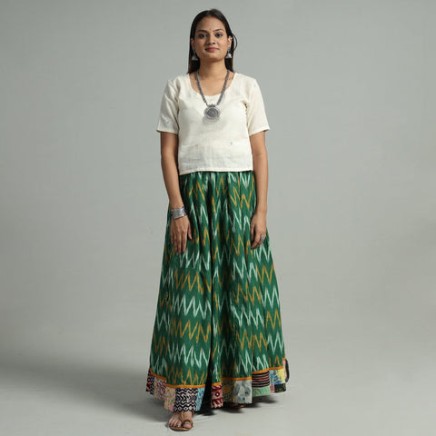 Green - 24 kali cotton pochampally ikat skirt 11