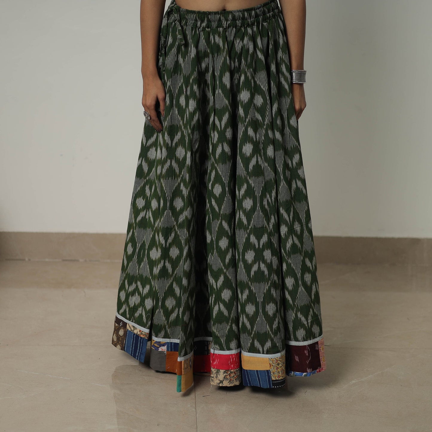 Green - 24 kali cotton pochampally ikat skirt 31