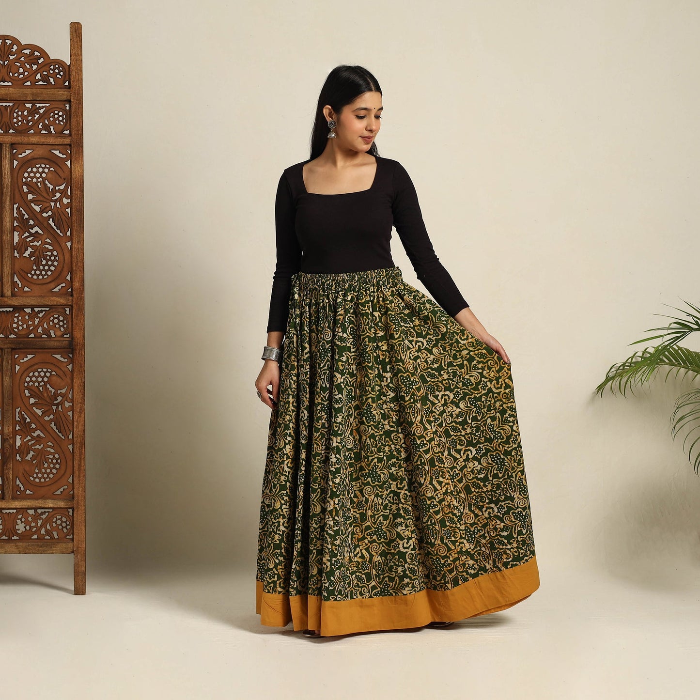 24 Kali Patchwork Batik Print Cotton Long Skirt 08