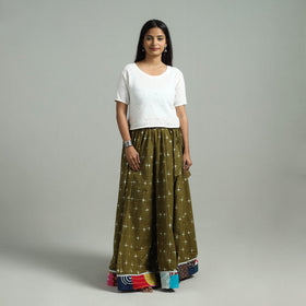 Green - 24 kali patchwork cotton pochampally ikat skirt 33
