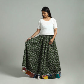 Green - 24 kali patchwork cotton pochampally ikat skirt 48