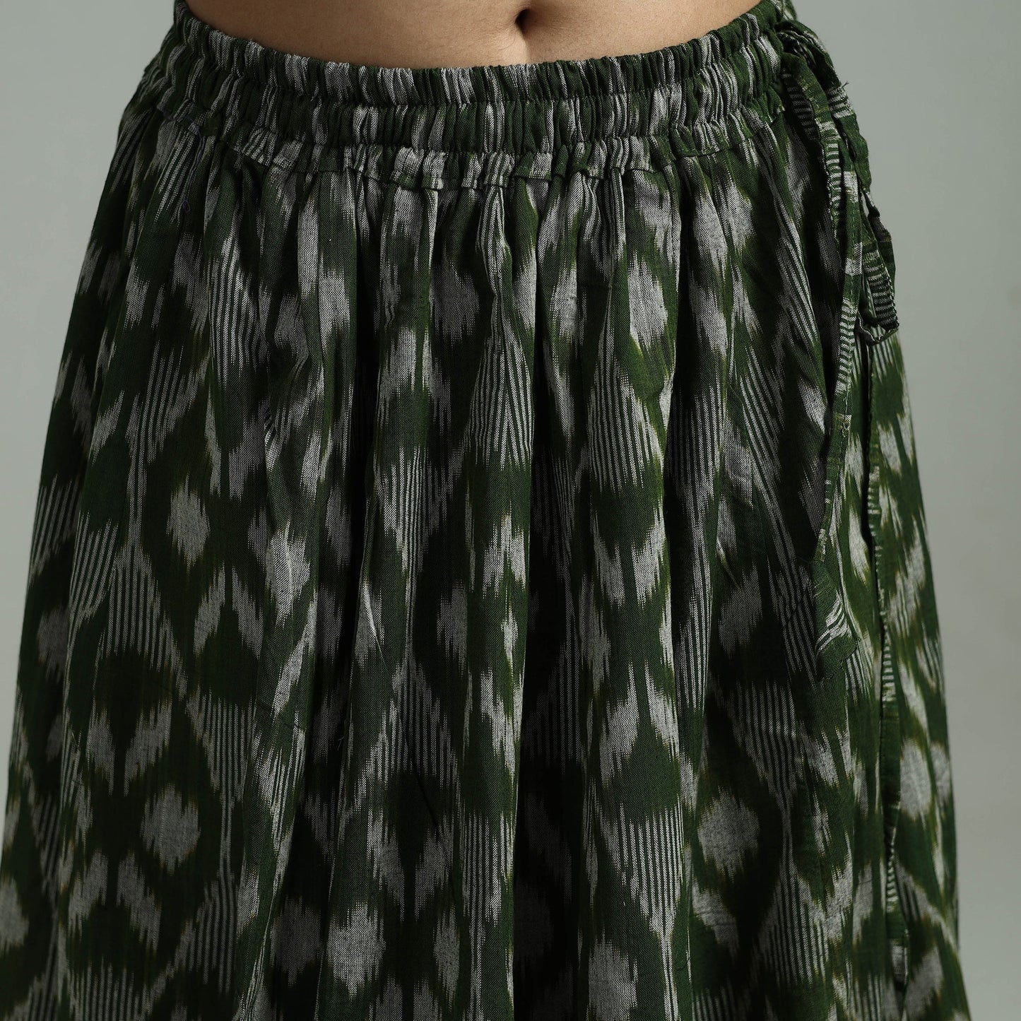 Green - 24 kali patchwork cotton pochampally ikat skirt 48