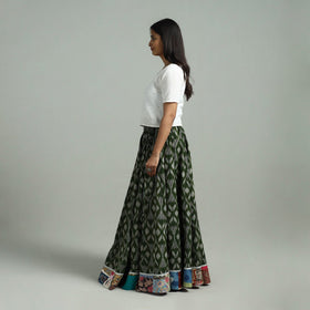 Green - 24 kali patchwork cotton pochampally ikat skirt 48