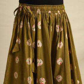  24 Kali Green Patchwork Cotton Long Shibori Tie-Dye Skirt