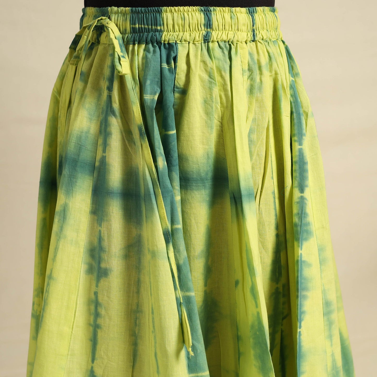 Buy 24 Kali Green Patchwork Cotton Long Shibori Tie-Dye Skirt