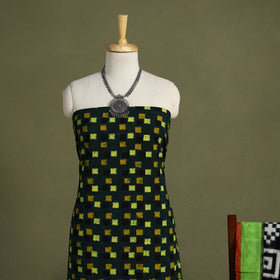Green - 2pc cotton unstitched kurta with ikat dupatta 11