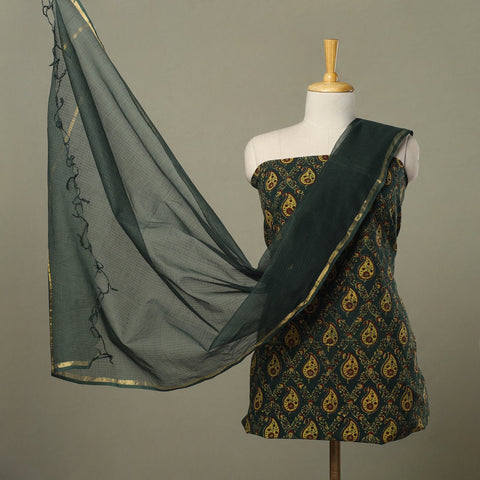 Green - 2pc cotton kurta with plain dupatta 31 - handcrafted