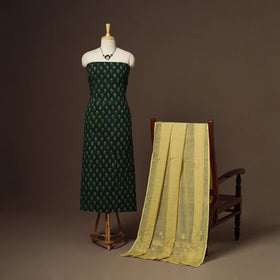 2pc cotton unstitched dress material with jewellery set 31