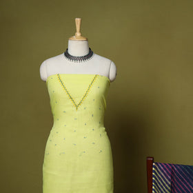 Green - 2pc cotton unstitched hand embroidery kota doria
