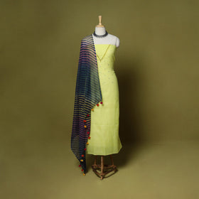 Green - 2pc cotton unstitched hand embroidery kota doria