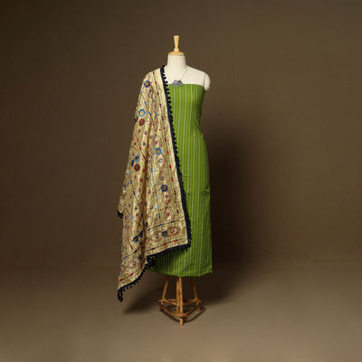 Green - 2pc cotton unstitched jacquard dress material