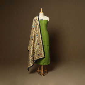 Green - 2pc cotton unstitched jacquard dress material