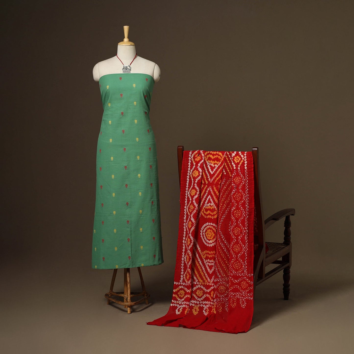 2pc cotton unstitched jacquard dress material