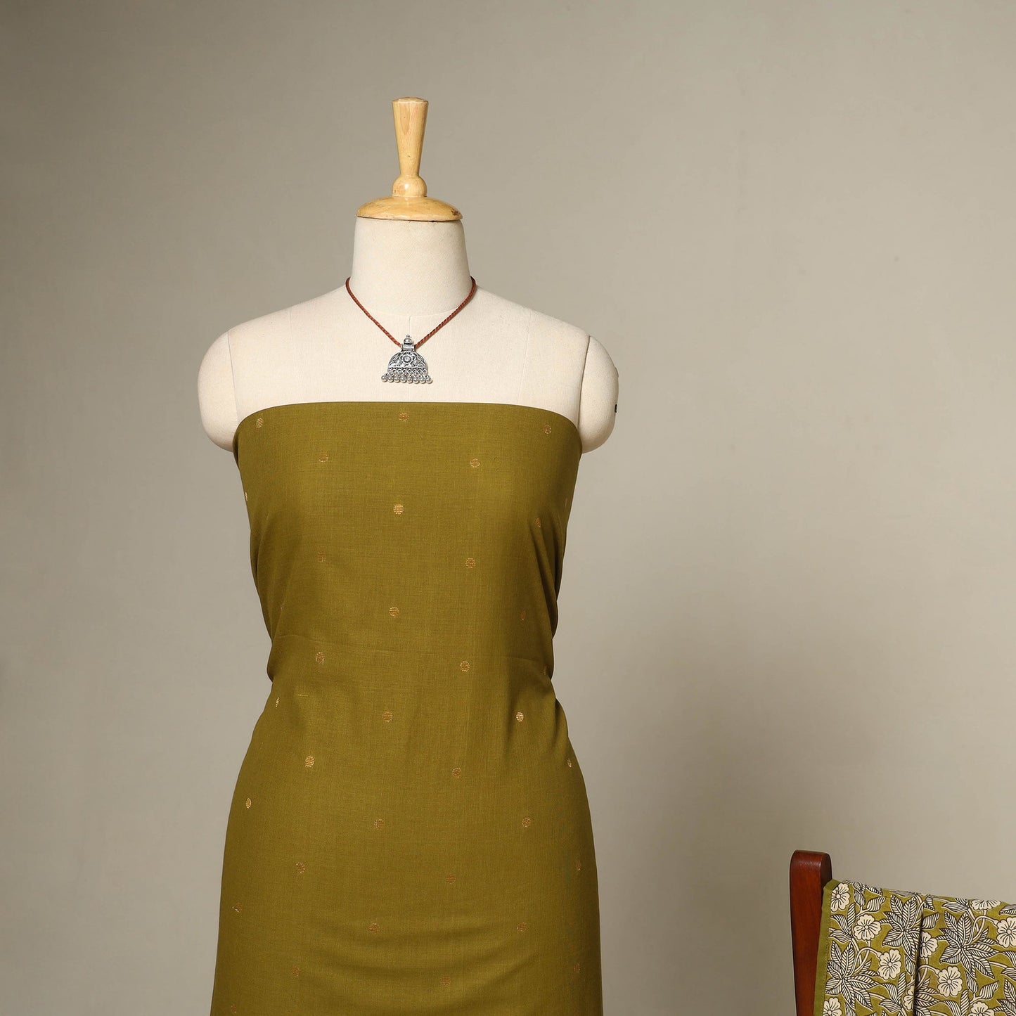 Green - 2pc cotton unstitched jacquard dress material