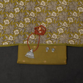 Green - 2pc cotton unstitched jacquard dress material