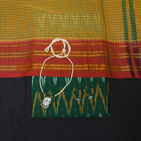 Green - 2pc cotton unstitched pochampally ikat dress